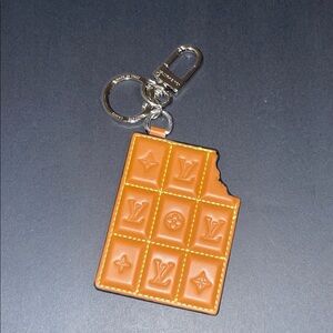 Louis Vuitton Tan Embossed chocolate bar monogram Keychain